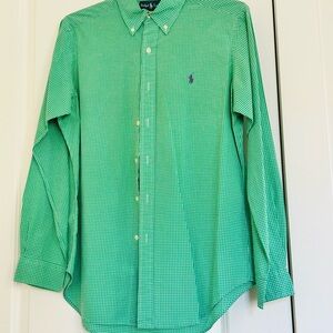 Ralph Lauren Men's Green Checkered Button-Down Shirt
